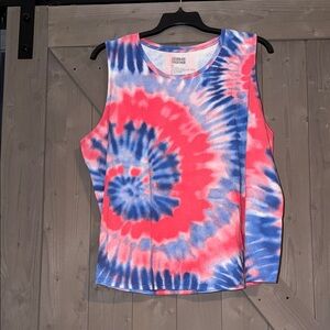 Red and Blue Tie-Dye Tank Top